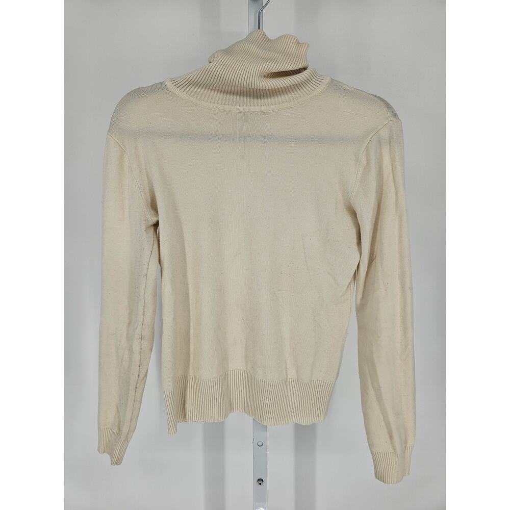 Vtg Melrose Chic Womens Sz S Turtleneck Sweater Cream Ivory Ribbed